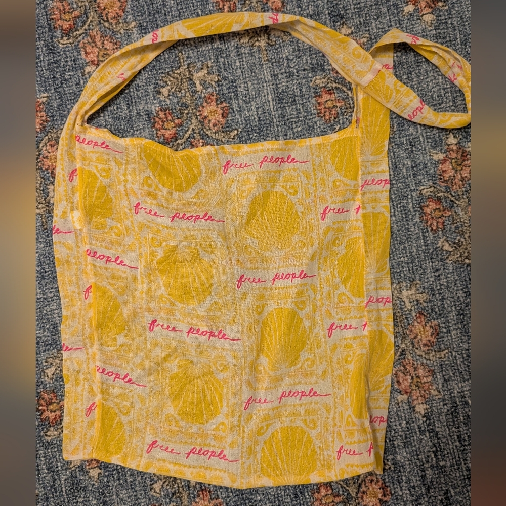 Free People Yellow Linen Tote